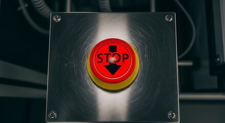 Industrial Stop Button, Emergency Shutdown, Red Button, Machine Control, Safety Device
