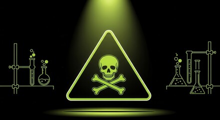 Illustration Of A Toxic And Dangerous Area Marked With Skull And Crossbones, Caution