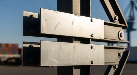 Industrial Structure Detail With Metallic Elements and Geometric Arrangement