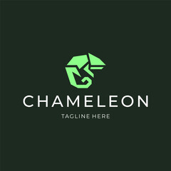 Geometric chameleon logo design. reptile flat icon illustration vector