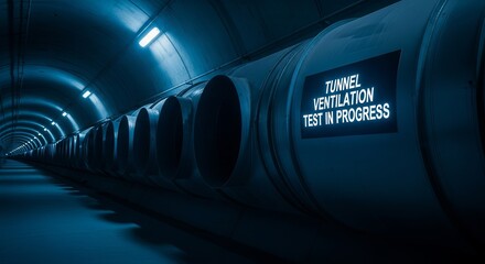 Industrial Tunnel Infrastructure Illustrating Ventilation System Undergoing Functionality Assessment