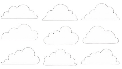 Set of Cloud Outlines Weather Illustrations for Design and Conceptual Projects