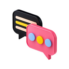 Chatbot speech bubbles clipart ai assistant communication concept with colorful 3d icons expressing digital conversation