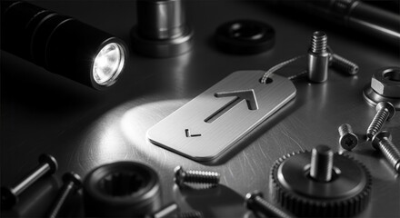 Industrial Components Illuminated Symbolism And Conceptual Arrangement In Grey Tones