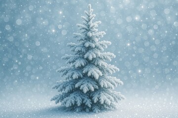 Snowy evergreen tree winter wonderland background