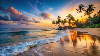 Tranquil waters of Tangalle beach at sunrise