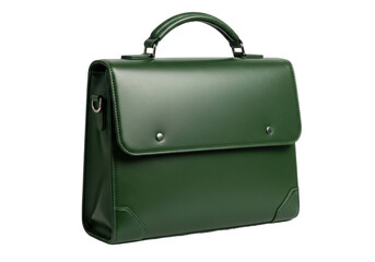 Isolated green business briefcase with handle for modern men and women, professional style