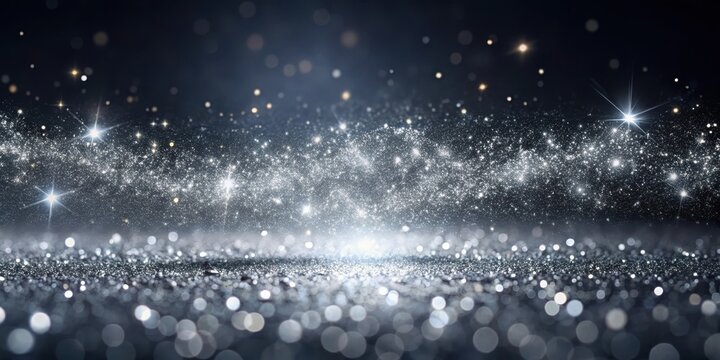 Sparkling silver dust on a dark background
