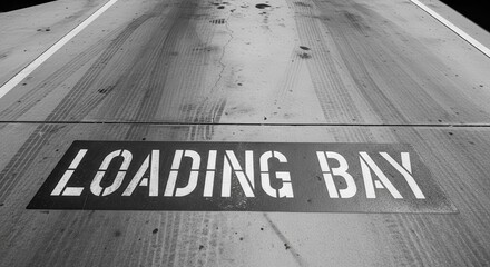 Industrial Dock: A Monochrome Perspective of Loading Bay and Tire Tracks