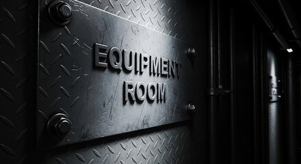 Industrial Equipment Room Signage Showing Ambience and Technical Design Aesthetic