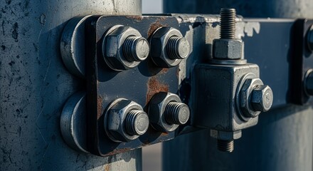 Industrial Fasteners And Hardware Close-Up Displaying Metal Bolts And Nuts Details