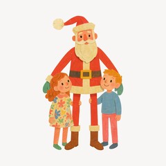 Naklejka premium Whimsical Santa with joyful children.