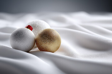 Metallic Christmas Ornaments on Silky Fabric