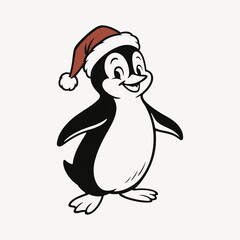 Obraz premium Festive penguin wearing Santa hat