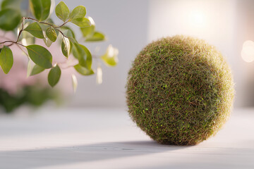 Minimal Green Background with White Christmas Ornament