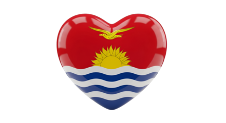 Kiribati Flag in Heart Shape: A vibrant Kiribati flag artfully rendered within a heart shape, evoking a sense of national pride and affection.