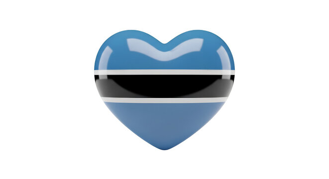 Botswana's Heart: A glossy heart emblem, artistically rendered with the colors of Botswana's flag. The heart design captures the spirit of the nation with affection and national pride.