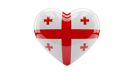 Obraz premium Love for Georgia: A heart-shaped emblem, displaying the nation's flag in a striking design, symbolizing affection for the country, is isolated on a clean backdrop. 