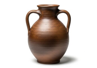 Antique rustic brown ceramic amphora vase with handles elegant pottery display home decor