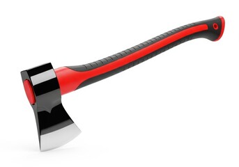 Sharp metal axe with red and black handle for chopping wood tools