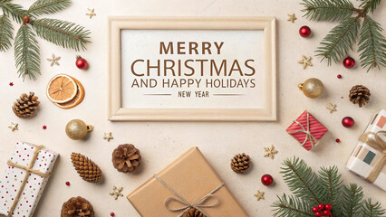 christmas greeting card with snowman