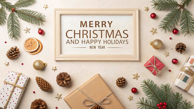 christmas greeting card with snowman