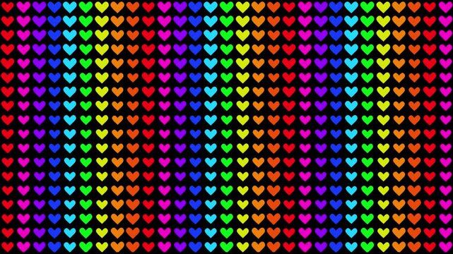 Rainbow Heart Grid Seamless Abstract Background.