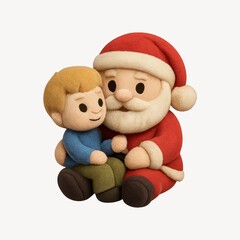 Santa cuddling child illustration