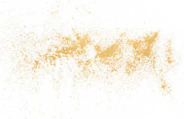 Ginger powder flying, isolated on white background, clipping path