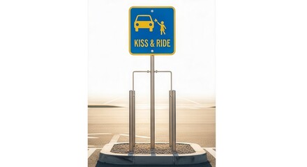 Kiss And Ride Sign Illustrating Transportation Parking in A Public Zone Area