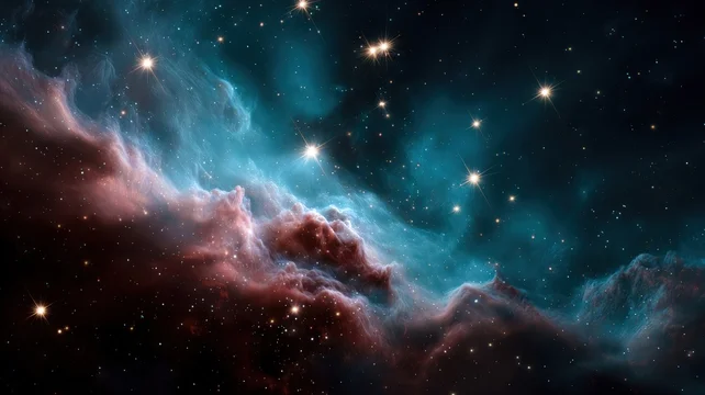 Colorful Star Field Surrounding a Nebula