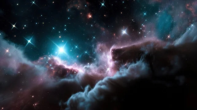 Colorful Space Nebula with Vibrant Cosmic Clouds