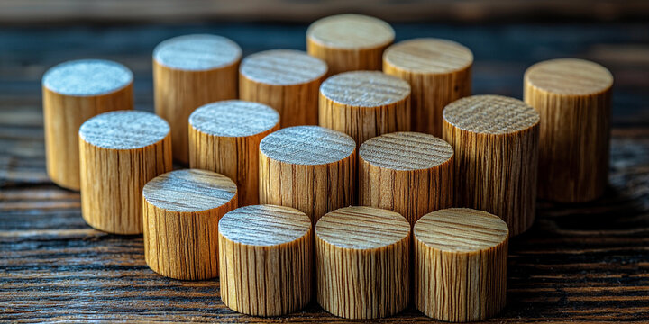 Strategic planning wooden blocks arranged on a wooden table Generative AI
