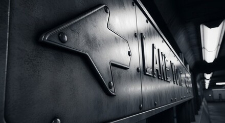 Metallic Directional Sign With Illuminated Corridor And Arrow Guidance Concept Design