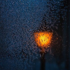 Golden sparkling snowflake ornament on dark blue textured background. Winter holiday decoration concept.