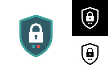 Abstract graphic design of a shield and padlock icon, symbolizing cyber security, data privacy, and online safety measures