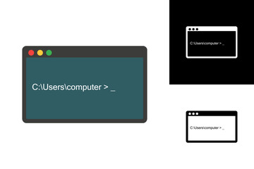 Modern Digital Command Line Interface Window Icon Representing Computer Programming, System Administration, and Software Development Concepts
