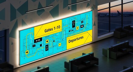 Modern Airport Departure Board Displaying Real-Time Flight Information For Passengers