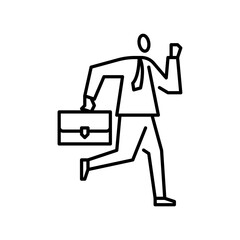 Hurry outline icon. employee rush to the office illustration
