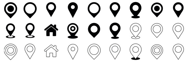 Location Marker Map Pin Icons in Diverse Styles