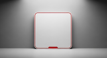 Minimalist Display with Red Accent and Square Design on a Gray Background Presentation
