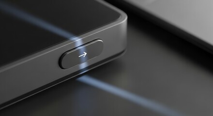 Minimalist High-Tech Electronic Device Design with Subtle Arrow Button and Elegant Lighting