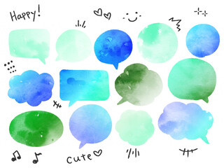 水彩のかわいいフキダシ　手描き
