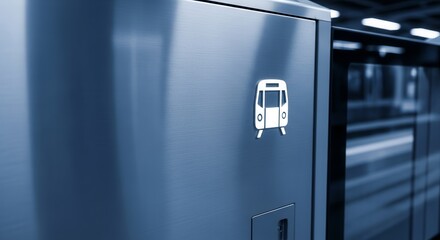 Minimalist Metro Station Design Displaying Train Symbol, Geometric Urban Aesthetic