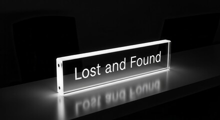 Minimalist Sign Displays 'Lost And Found' in Elegant Office or Modern Environment