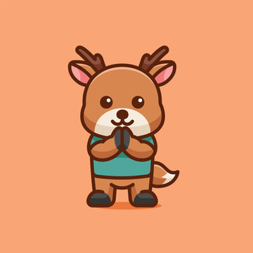 Simple The Deer Greeted cartoon vector illustration Pig and Deer concept icon isolated