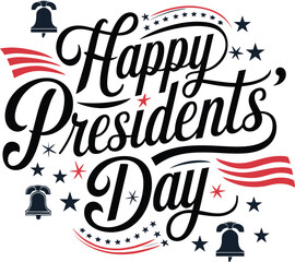 Happy Presidents Day creative text with USA celebration, Federal holiday in America, holiday design, Banner, Poster, Greeting Card. Vector Illustration