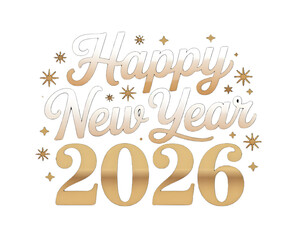 Elegant Gold &ldquo;Happy New Year 2026&rdquo; Typography with Metallic Shimmer