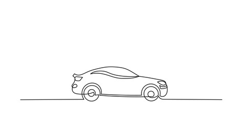 Continuous one line drawing of car vector icon. One line Car icon vector background, Abstract small car in continuous line art drawing style. © Nowar Abizar