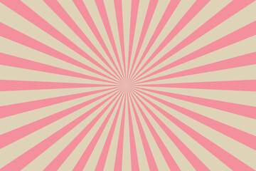 Retro abstract background with radiating sunburst pattern in soft pink and beige colors, dynamic radial design for graphic purposes